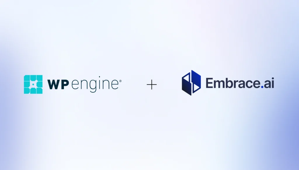 Logos of WP Engine and Embrace symbolizing their partnership